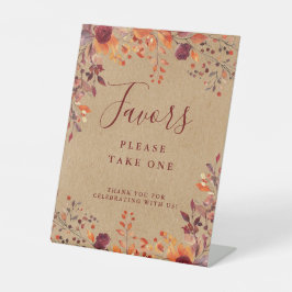 Rustieke Herfst Autumnal Leaves Bloemen Huwelijksg Reclamebord Met Voetstuk