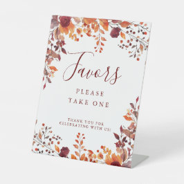 Rustieke Herfst Autumnal Leaves Wedding Favors Reclamebord Met Voetstuk