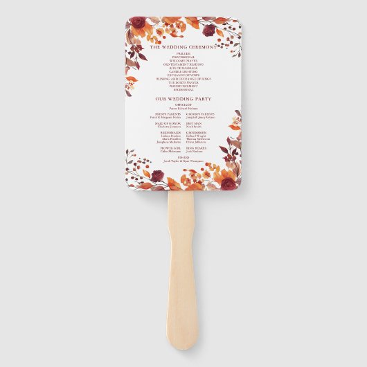 Rustieke Herfst Autumnal Leaves Wedding Program Handwaaier (Achterkant)