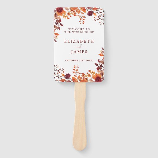 Rustieke Herfst Autumnal Leaves Wedding Program Handwaaier (Voorkant)