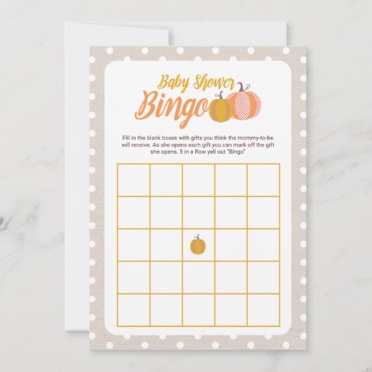 Rustieke Herfst Baby shower Bingo Game Kaart (Voorkant)