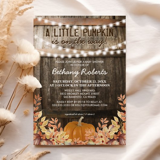 Rustieke herfst baby shower kaart
