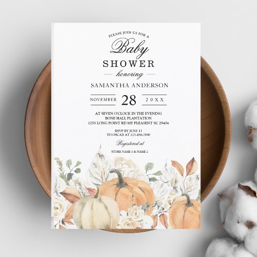 Rustieke herfst baby shower uitnodiging | Aquarel