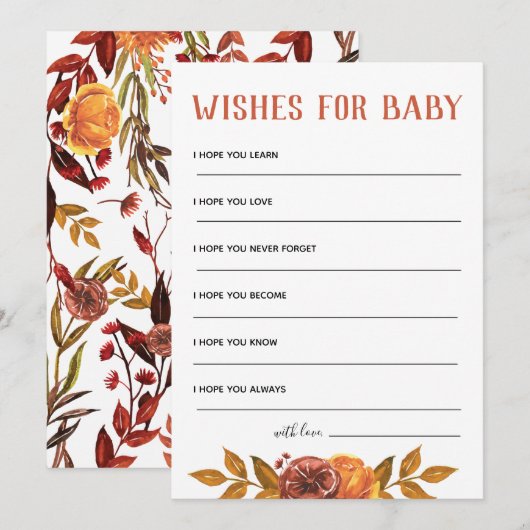 Rustieke herfst Baby shower wensen voor Baby Kaart (Voorkant / Achterkant)