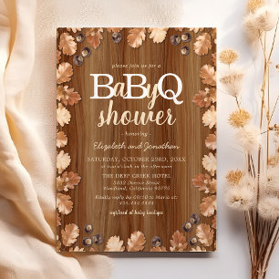 Rustieke herfst BBQ baby shower Kaart
