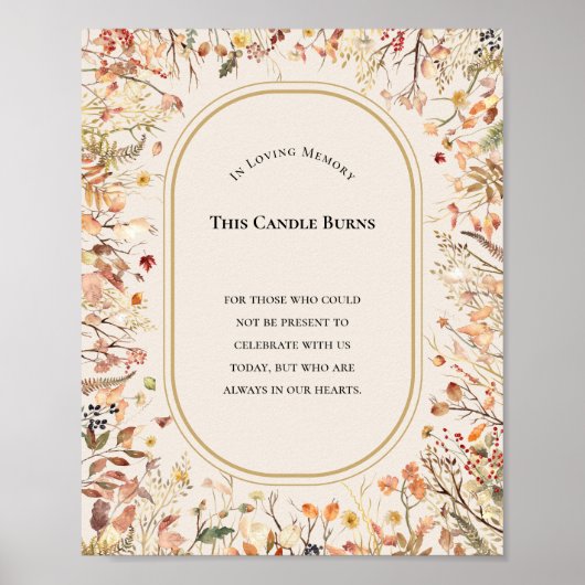Rustieke Herfst Beige Bruiloft Deze Kaars BrandT Poster (Voorkant)