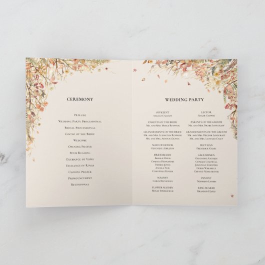  rustieke Herfst beige bruiloft gevouwen Programma (Binnen)