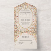 rustieke Herfst Beige bruiloft Monogram All In One Uitnodiging (Binnen)