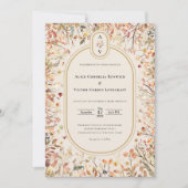 rustieke Herfst Beige bruiloft Monogram Kaart (Voorkant)