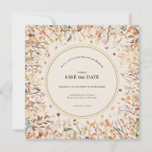  rustieke Herfst Beige bruiloft Monogram Vierkant Save The Date (Voorkant)
