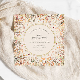  rustieke Herfst Beige bruiloft Monogram Vierkant Save The Date