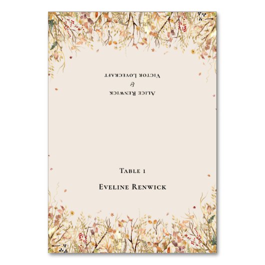 Rustieke Herfst Beige Bruiloft Opvouwbare Plaats K Kaart (Voorkant)