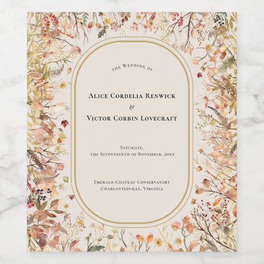  rustieke Herfst Beige bruiloft wijnlabel Wijn Etiket (Enkel label)