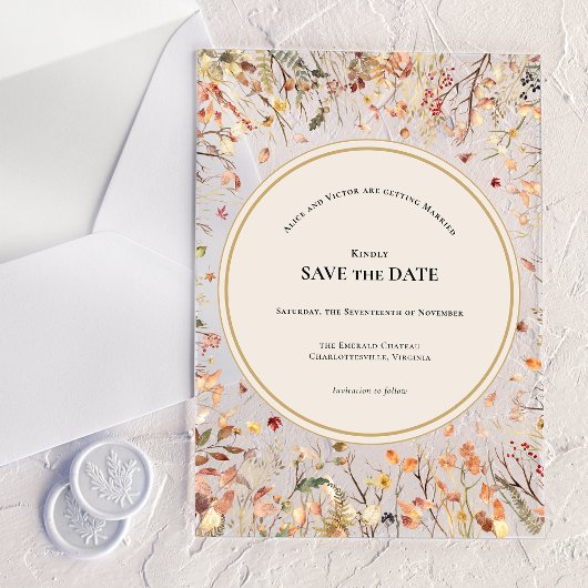  rustieke Herfst Beige Save the Date Acryl Uitnodigingen