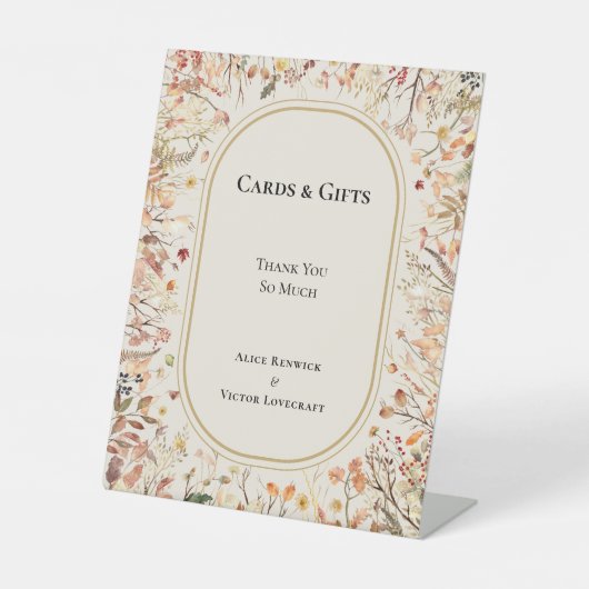  rustieke Herfst Beige trouwkaarten en geschenken Reclamebord Met Voetstuk (Voorkant)