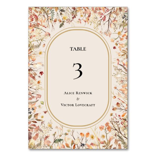  rustieke Herfst Beige Trouwtafel Nummer Kaart (Achterkant)
