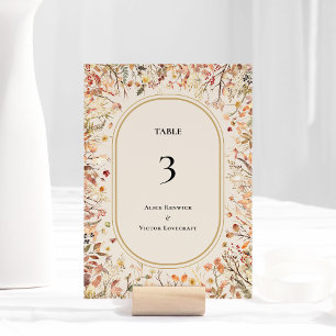 rustieke Herfst Beige Trouwtafel Nummer Kaart