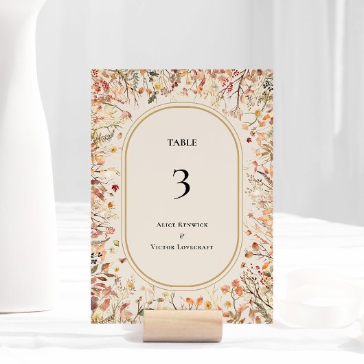 rustieke Herfst Beige Trouwtafel Nummer Kaart