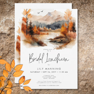 Rustieke Herfst Berg Aquarel Bruiloft Luncheon Kaart