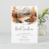 Rustieke Herfst Berg Aquarel Bruiloft Luncheon Kaart (Staand voorkant)