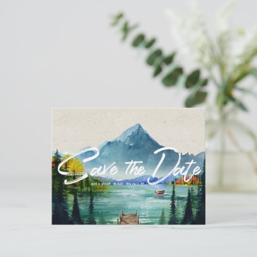 Rustieke herfst berg bruiloft | De datum opslaan Aankondigingskaart (Staand voorkant)