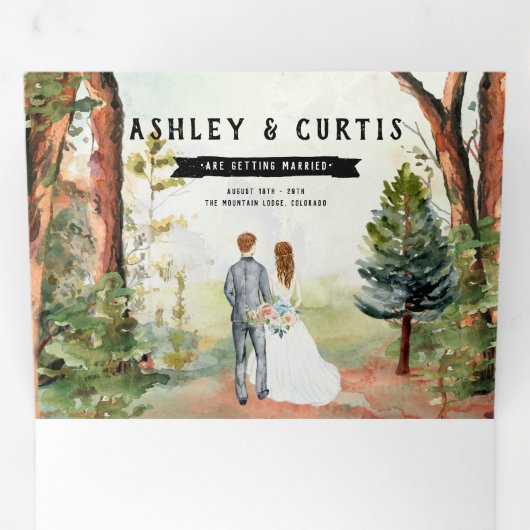 Rustieke herfst berg bruiloft drievoudige uitnodig drieluik uitnodiging (Binnenzijde eerst)