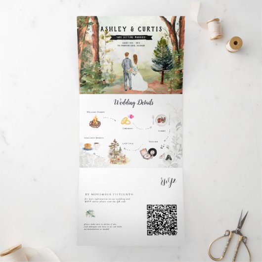 Rustieke herfst berg bruiloft drievoudige uitnodig drieluik uitnodiging (Binnen)