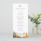 Rustieke herfst berg dennenbos bruiloft menu (Staand voorkant)