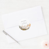 Rustieke herfst berg dennenbos bruiloft ronde sticker (Envelop)