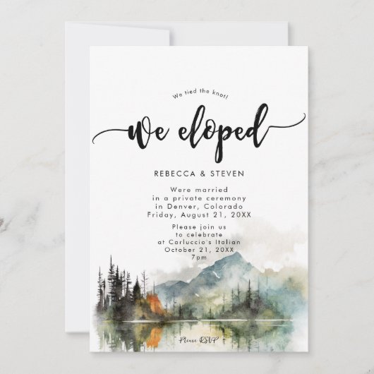 Rustieke herfst bergbos We Eloped Invitation Kaart (Voorkant)