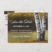 Rustieke Herfst Berkenboom Land Save The Date Aankondigingskaart (Voorkant / Achterkant)