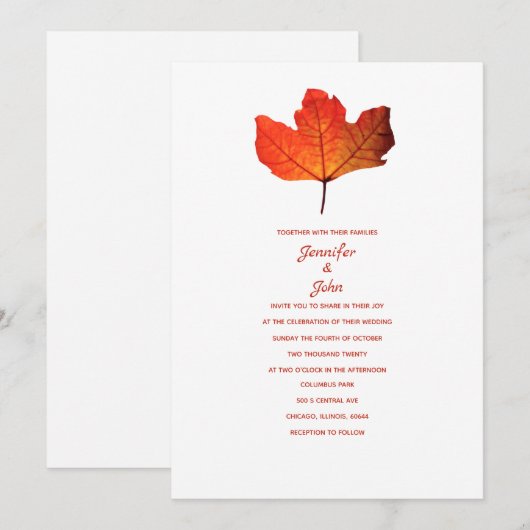 Rustieke Herfst Blad Verbrande Sinaasappel Esdoorn Kaart (Voorkant / Achterkant)