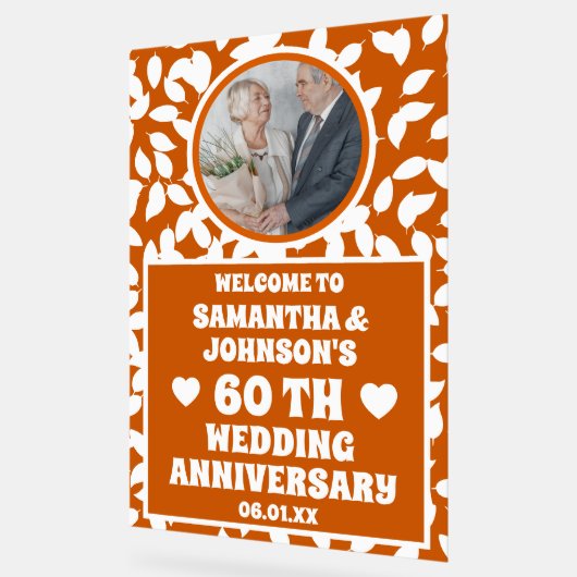 Rustieke herfst bladeren foto 60e bruiloft Jubileu Acryl Bord (Hoek)