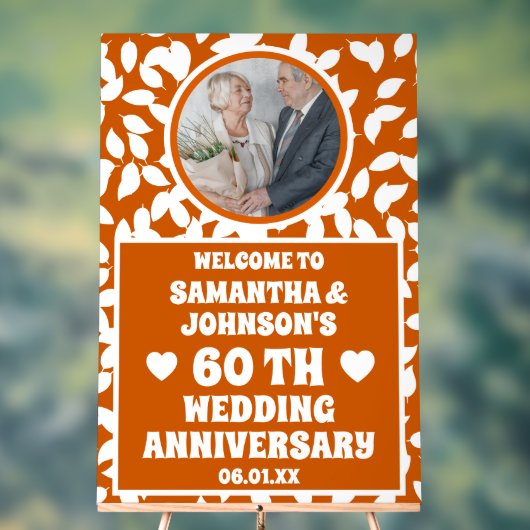 Rustieke herfst bladeren foto 60e bruiloft Jubileu Acryl Bord (Neutraal)