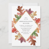 Rustieke herfst bladeren Friendsgiving diner Kaart (Voorkant)