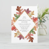 Rustieke herfst bladeren Friendsgiving diner Kaart (Staand voorkant)