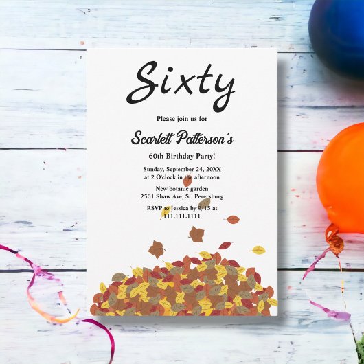 Rustieke herfst bladeren herfst bloemen 60e verjaa kaart