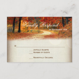 Rustieke herfst bladeren herfst bruiloft RSVP Kaar Kaartje