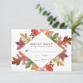 Rustieke herfst bladeren herfst bruiloft RSVP kaartje (Staand voorkant)