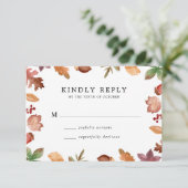 Rustieke herfst bladeren herfst bruiloft RSVP kaartje (Staand voorkant)