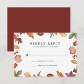 Rustieke herfst bladeren herfst bruiloft RSVP kaartje (Voorkant / Achterkant)