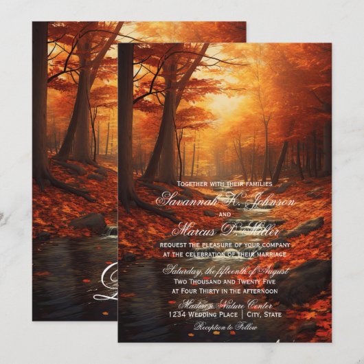 Rustieke herfst bladeren herfst Natuur bruiloft Kaart (Voorkant / Achterkant)