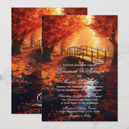 Rustieke herfst bladeren herfst Natuur bruiloft Kaart (Voorkant / Achterkant)