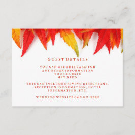 Rustieke Herfst Bladeren Herfst Trouwgast Details Informatiekaartje