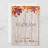 Rustieke herfst bladeren hout bedankkaart (Achterkant)