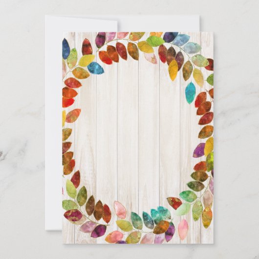 Rustieke herfst bladeren krans bruids douche uitno kaart (Achterkant)