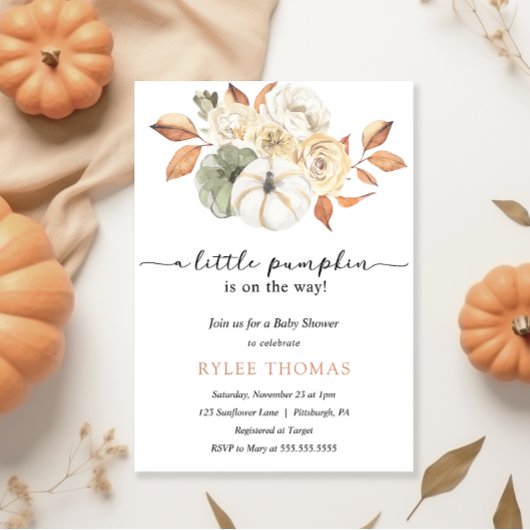 Rustieke herfst bladeren pompoen herfst Baby showe Kaart