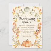 Rustieke herfst bladeren pompoen Thanksgiving dine Kaart (Voorkant)