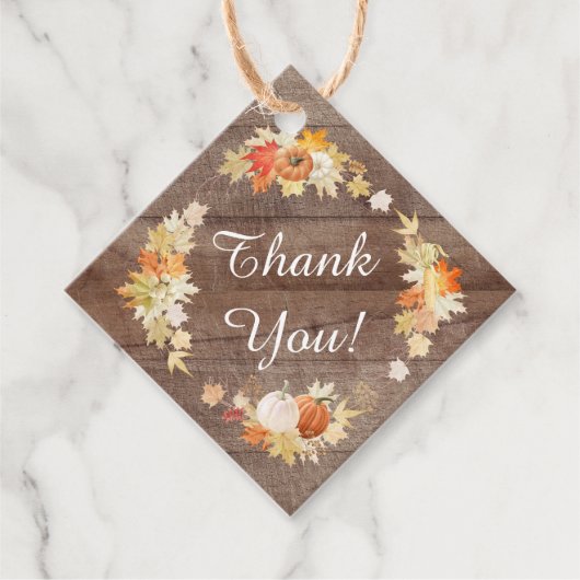 Rustieke herfst bladeren pompoen Vrijgezellenfeest Bedankjes Labels (Voorkant)