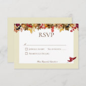 Rustieke herfst bladeren surround bruiloft RSVP kaartje (Voorkant / Achterkant)